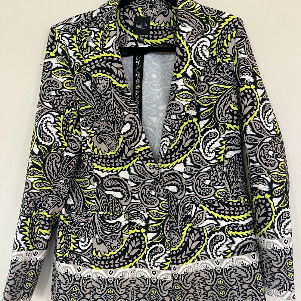 Rafaella Women's Paisley Blazer - Black, White, Yellow